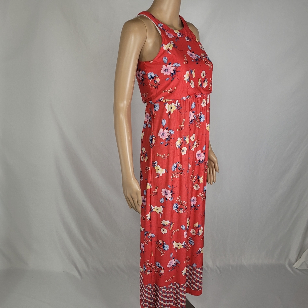 Three Pink Hearts Summer Dress, Redish Pink Size 16 Floral Pattern